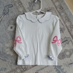 The Beafort Bonnet Company Girls Emma's Elbow Patch Bows Top Shirt Sz3T